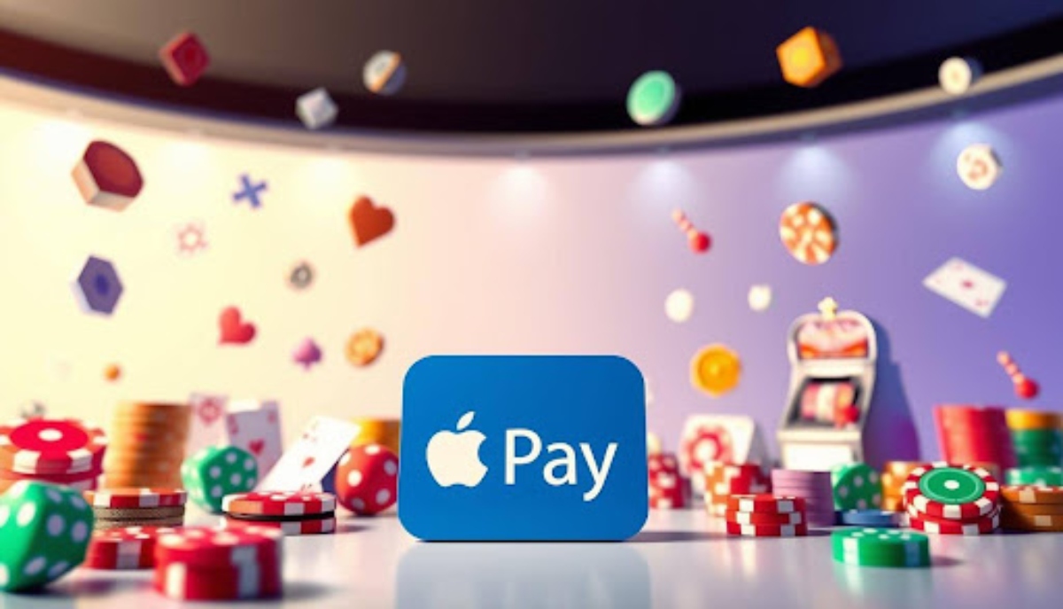 apple pay logo surrounded by casino chips and dices