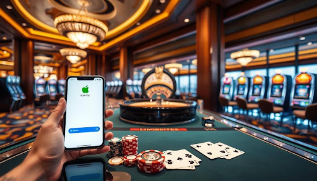 smartphone displaying apple pay in casino