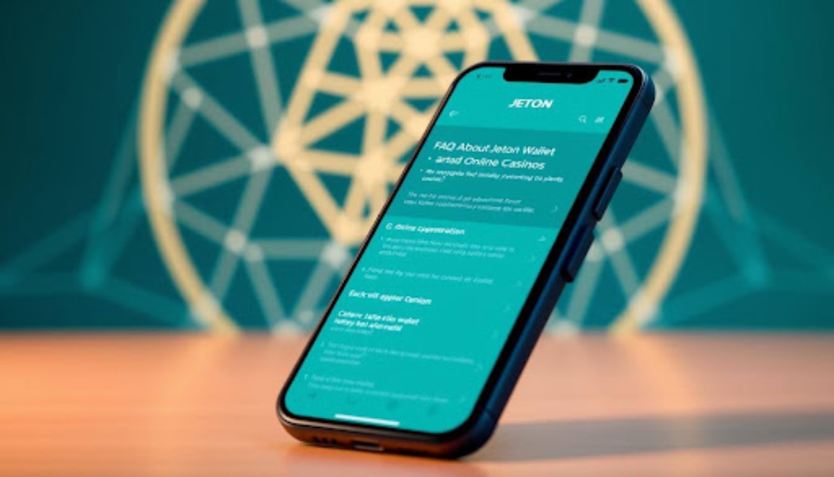 smartphone on wooden desk displaying "jeton" overview page