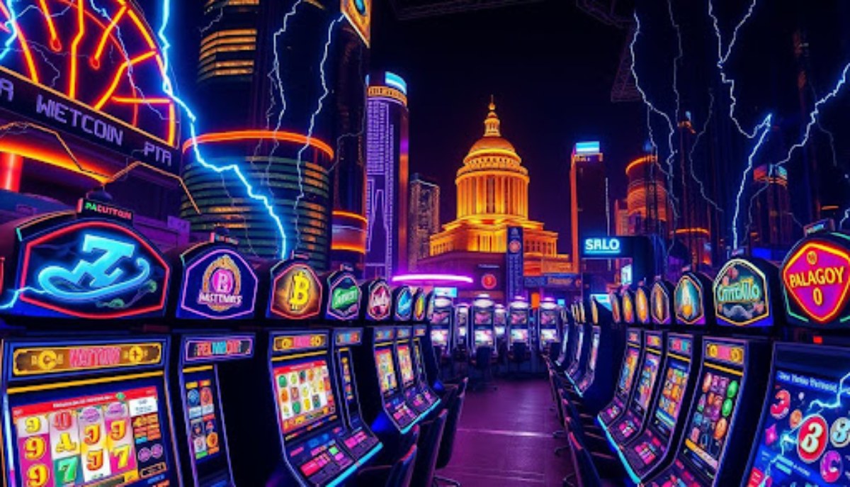 Thunder in a casino with slot machines